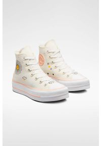 Converse trampki Chuck Taylor All Star Lift HI kolor beżowy A03516C. Nosek buta: okrągły. Kolor: beżowy. Materiał: guma. Obcas: na platformie #2