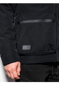 Ombre Clothing - Kurtka męska zimowa C450 - czarna - XXL. Kolor: czarny. Materiał: poliester. Wzór: aplikacja. Sezon: zima #3