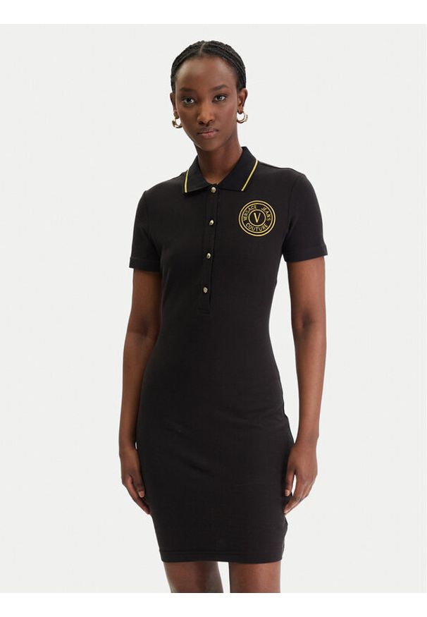 Versace Jeans Couture Sukienka codzienna 80HAOT03 CJ01T Czarny Slim Fit. Okazja: na co dzień. Kolor: czarny. Materiał: bawełna. Typ sukienki: proste. Styl: casual