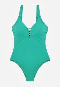 Born2be - Zielony Strój Kąpielowy Ozdobiony Koralikami Rhelea. Kolor: zielony. Wzór: aplikacja #6