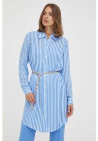 MICHAEL Michael Kors sukienka z domieszką jedwabiu kolor niebieski mini oversize. Kolor: niebieski. Materiał: jedwab. Typ sukienki: oversize. Długość: mini #1