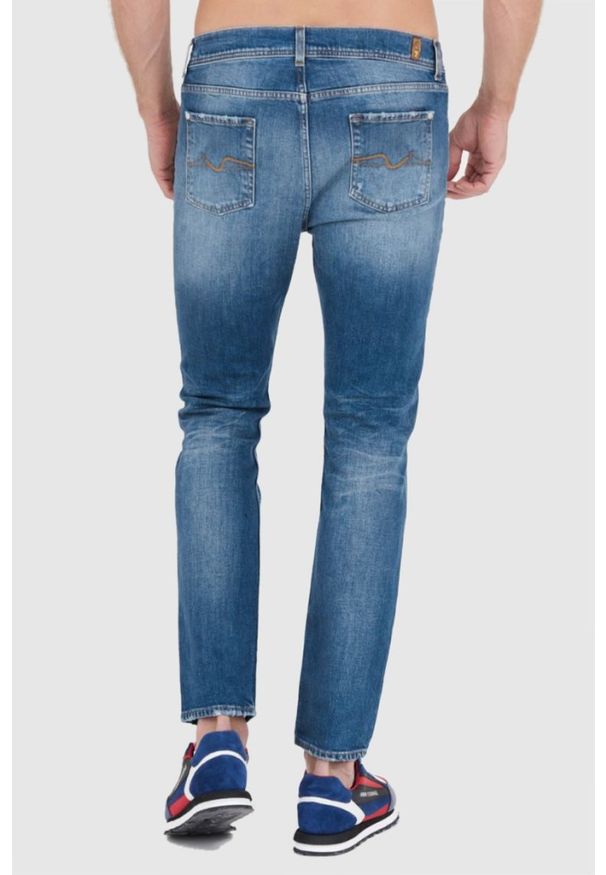7 FOR ALL MANKIND Niebieskie męskie jeansy SLIMMY TAPERED. Kolor: niebieski