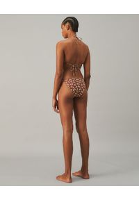 Tory Burch - TORY BURCH - Top od bikini w białe listki. Kolor: brązowy. Materiał: materiał. Wzór: aplikacja, nadruk #4