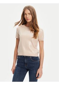 Guess Sweter W5YR21 Z3E70 Beżowy Regular Fit. Kolor: beżowy. Materiał: wiskoza