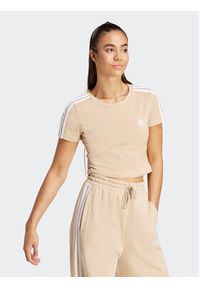 Adidas - adidas T-Shirt Essentials 3-Stripes IR6114 Beżowy Slim Fit. Kolor: beżowy. Materiał: bawełna #4