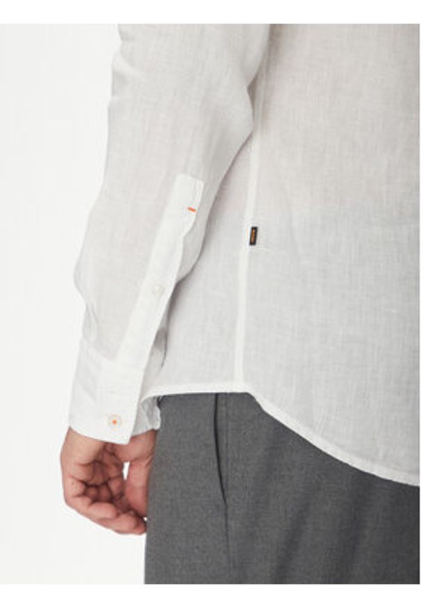 BOSS Koszula 50537381 Biały Regular Fit. Kolor: biały. Materiał: len
