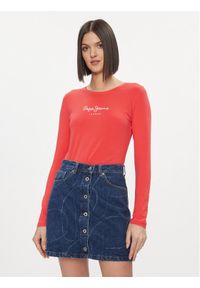 Pepe Jeans Bluzka New Virginia PL505203 Czerwony Slim Fit. Kolor: czerwony. Materiał: bawełna
