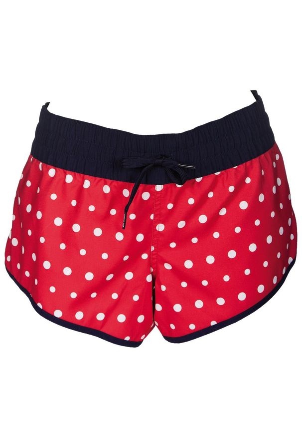 Spodenki kobiece Arena Dots Short. Kolor: czerwony. Materiał: materiał, poliamid