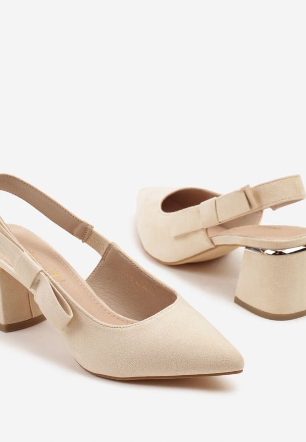 Renee - Beżowe Sandały na Słupku Vices Slingback ze Skórzaną Wkładką Vevoline. Okazja: na co dzień, na spotkanie biznesowe, do pracy. Zapięcie: sprzączka. Kolor: beżowy. Materiał: skóra. Sezon: lato. Obcas: na słupku. Styl: klasyczny, elegancki, biznesowy, casual