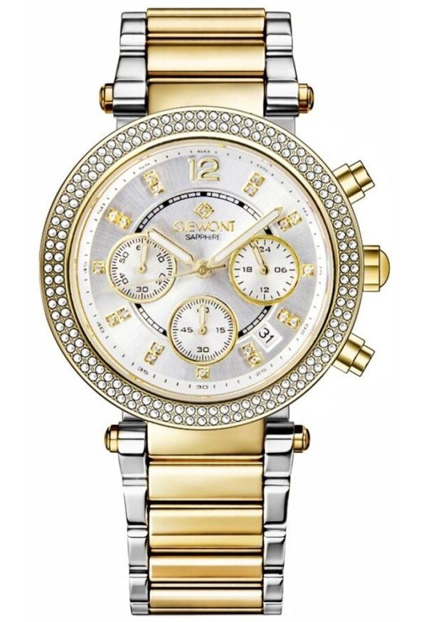 Zegarek Giewont Zegarek Damski Giewont Sapphire Złoto Srebrny GW3380-B4. Kolor: srebrny, złoty, wielokolorowy