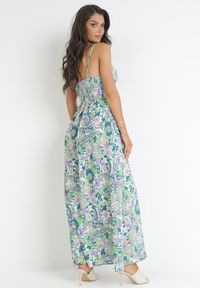 Born2be - Zielona Sukienka na Cienkich Ramiączkach z Kopertowym Dekoltem Jacie. Kolor: zielony. Długość rękawa: na ramiączkach. Typ sukienki: kopertowe. Długość: maxi #2