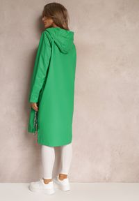 Renee - Zielony Płaszcz za Kolano z Tasiemką i Kapturem Penela. Kolor: zielony. Długość: długie #5