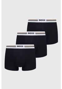 BOSS bokserki 3-pack męskie kolor granatowy. Kolor: niebieski. Materiał: materiał, wiskoza