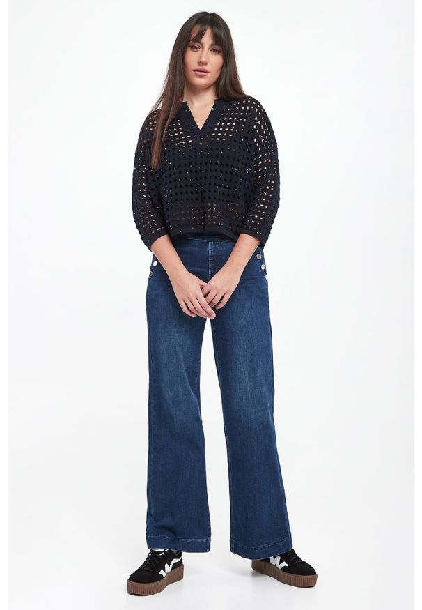 Joseph Ribkoff - Sweter damski ażurowy JOSEPH RIBKOFF. Wzór: ażurowy