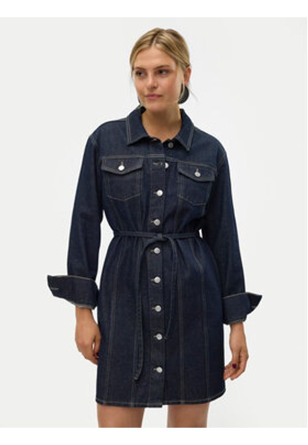 Vero Moda Sukienka jeansowa Oda 10321127 Granatowy Regular Fit. Kolor: niebieski. Materiał: bawełna
