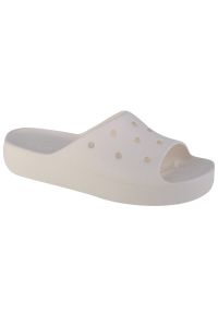 Klapki Crocs Classic Platform Slide W 208180-100 białe. Okazja: na co dzień. Kolor: biały. Materiał: materiał, guma. Obcas: na platformie. Styl: casual