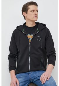 Boss Green - BOSS bluza BOSS GREEN męska kolor czarny z kapturem z nadrukiem. Typ kołnierza: kaptur. Kolor: czarny. Materiał: poliester. Długość rękawa: raglanowy rękaw. Wzór: nadruk