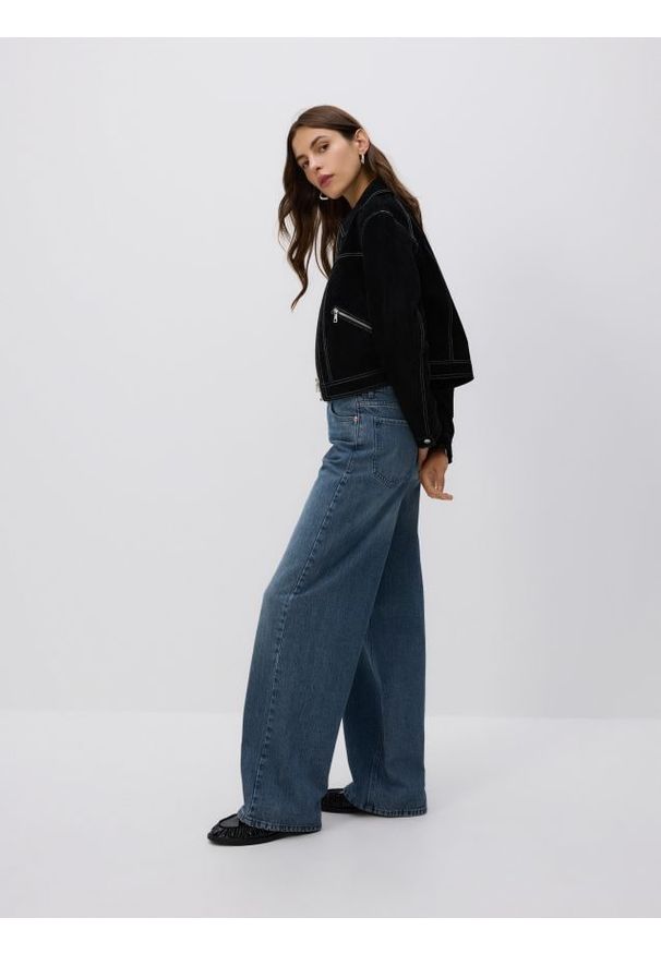 Reserved - Jeansy wide leg - niebieski. Kolor: niebieski