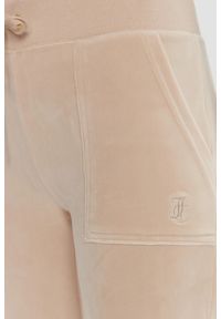 Juicy Couture - JUICY COUTURE Piaskowe damskie spodnie dresowe Del Ray Gold, Rozmiar S. Kolor: beżowy. Materiał: dresówka #4