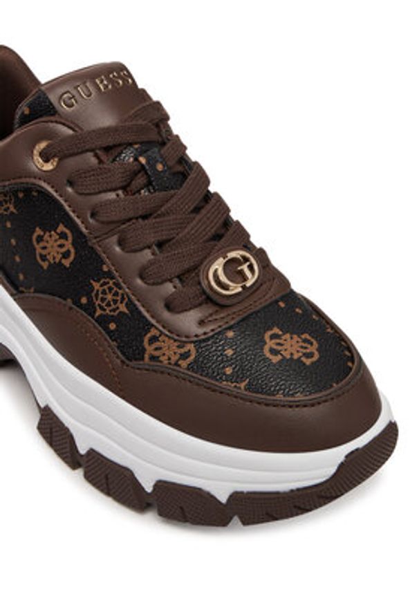 Guess Sneakersy FLFBRT PEL12 Brązowy. Kolor: brązowy. Materiał: skóra