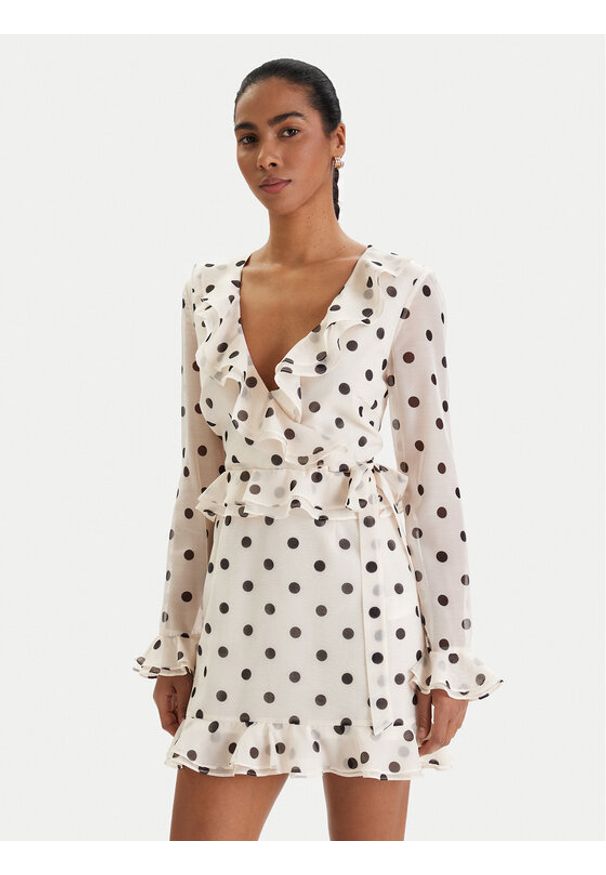BARDOT - Bardot Sukienka koktajlowa Frill Detail 60115DB2 Écru Regular Fit. Kolor: kremowy. Materiał: syntetyk. Styl: wizytowy