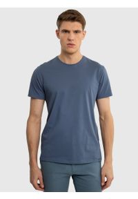 Big-Star - Koszulka męska bawełniana niebieska Basic 401. Okazja: na co dzień. Kolor: niebieski. Materiał: bawełna. Wzór: aplikacja. Styl: casual, klasyczny, wizytowy #3