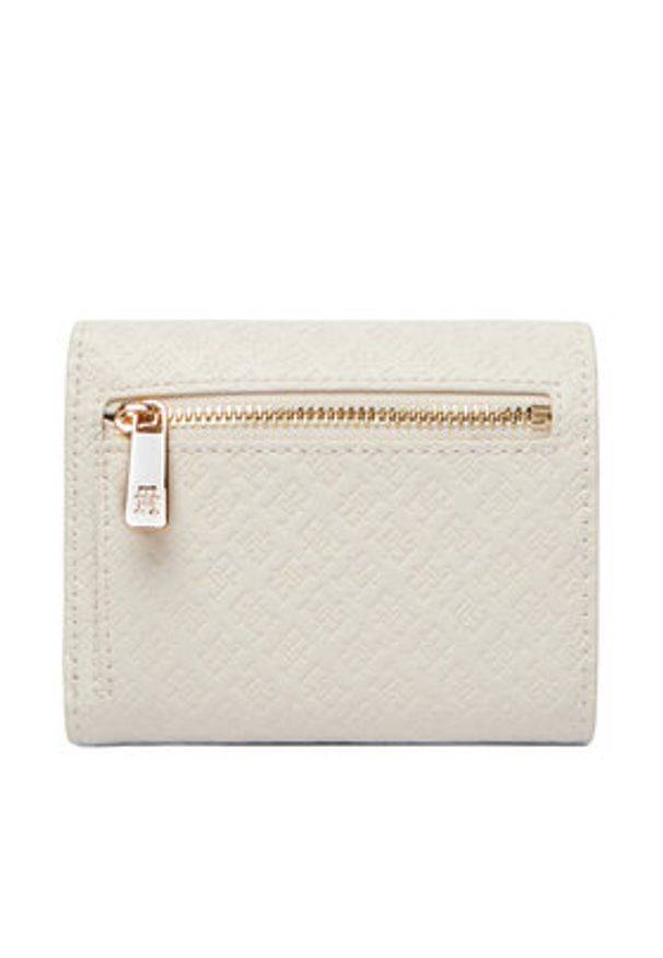 TOMMY HILFIGER - Tommy Hilfiger Portfel Th Icon Trifold Mono AW0AW18484 Beżowy. Kolor: beżowy. Materiał: skóra