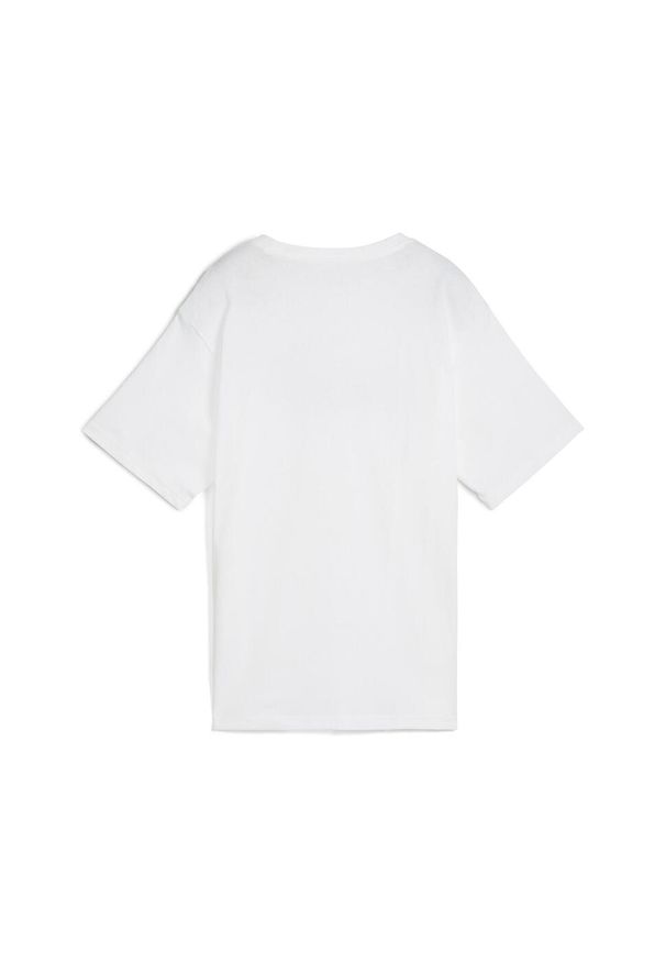 Puma - Damska luźna koszulka Essentials z logo No.1 PUMA White. Kolor: biały. Materiał: guma. Wzór: nadruk. Sport: fitness