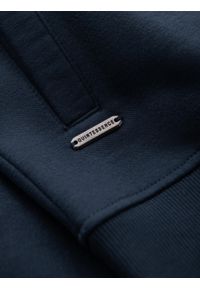 Ombre Clothing - Rozpinana bawełniana bluza męska dresowa bomberka – granatowa V4 - Rozmiar: L. Okazja: na co dzień. Kolor: niebieski. Materiał: dresówka, bawełna. Wzór: aplikacja. Styl: sportowy, casual, elegancki #9