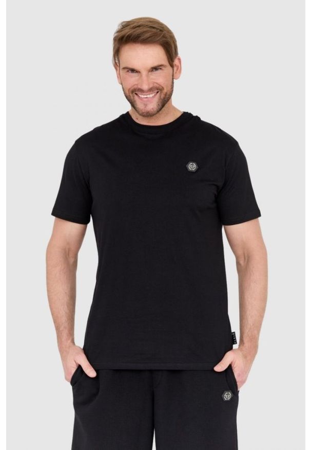 Philipp Plein - PHILIPP PLEIN Czarny t-shirt z wężem na plecach z dżetów. Kolor: czarny
