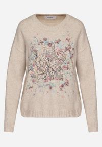Born2be - Brązowy Sweter Ozdobiony Haftowanym Wzorem Inadrea. Okazja: na co dzień. Kolor: beżowy. Materiał: jeans. Długość rękawa: długi rękaw. Długość: długie. Wzór: haft, aplikacja. Styl: klasyczny, casual, elegancki #7