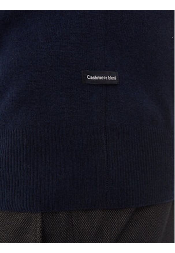 La Martina Sweter ZMS024 YW106 Granatowy Regular Fit. Kolor: niebieski. Materiał: wełna