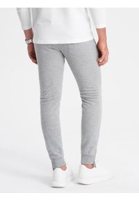 Ombre Clothing - Spodnie męskie dresowe typu jogger - szary melanż V2. Kolor: szary. Materiał: dresówka. Wzór: melanż. Styl: elegancki #2