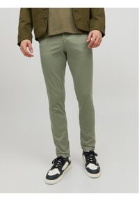 Jack & Jones - Jack&Jones Chinosy Marco 12150148 Zielony Slim Fit. Kolor: zielony. Materiał: bawełna