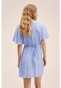 mango - Mango sukienka Lorelai mini rozkloszowana. Kolor: niebieski. Długość rękawa: krótki rękaw. Typ sukienki: rozkloszowane. Długość: mini #2