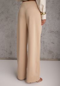 Renee - Beżowe Bawełniano-Wiskozowe Spodnie o Eleganckim Kroju w Kant Tinawre. Okazja: na co dzień. Kolor: beżowy. Materiał: wiskoza, bawełna. Wzór: gładki. Styl: elegancki #6