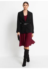 bonprix - Sukienka dzianinowa z lejącej mieszanki wiskozy. Kolor: czerwony. Materiał: dzianina, wiskoza. Wzór: paski #3