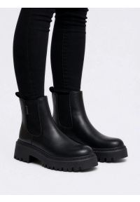 Big-Star - Botki damskie ze skóry naturalnej czarne SS274314 906. Okazja: na co dzień. Nosek buta: okrągły. Zapięcie: bez zapięcia. Kolor: czarny. Materiał: skóra. Obcas: na obcasie. Styl: casual, elegancki. Wysokość obcasa: niski #3