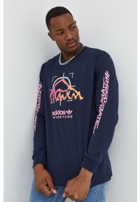 adidas Originals longsleeve bawełniany kolor granatowy wzorzysty. Kolor: niebieski. Materiał: bawełna. Długość rękawa: długi rękaw #5