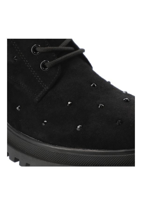 Czarne Botki S.Barski Stylowe Obuwie Damskie. Zapięcie: sznurówki. Kolor: czarny. Materiał: materiał. Sezon: zima, jesień. Obcas: na obcasie. Styl: elegancki. Wysokość obcasa: średni