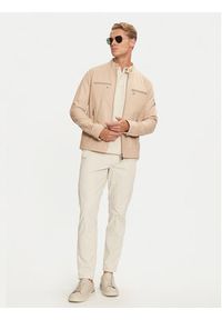 Karl Lagerfeld - KARL LAGERFELD Kurtka skórzana 555019 541422 Beżowy Regular Fit. Typ kołnierza: dekolt w karo. Kolor: beżowy. Materiał: skóra #2
