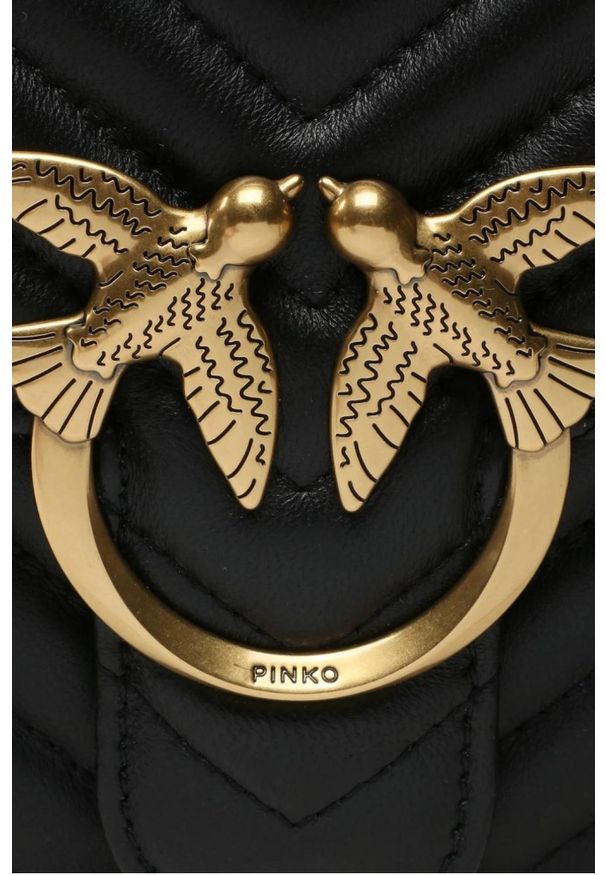 Pinko - PINKO Czarna torebka Love One Classic. Kolor: czarny. Materiał: skórzane