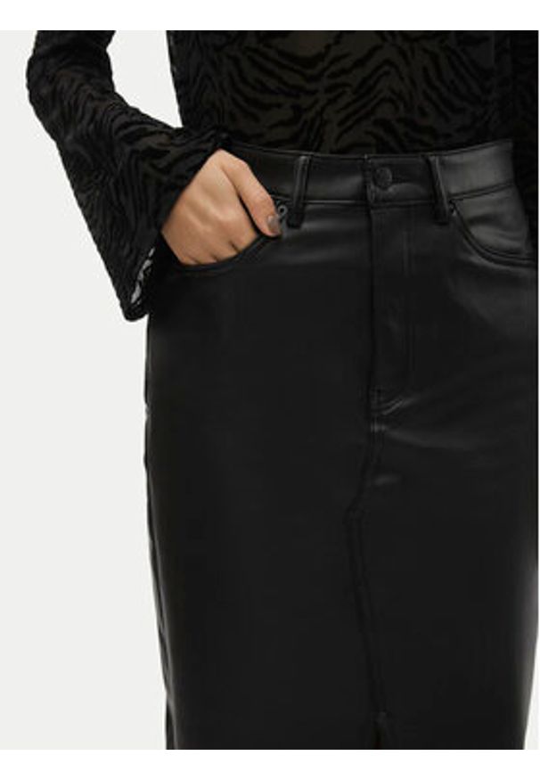 Vero Moda Spódnica z imitacji skóry Veri 10311707 Czarny Regular Fit. Kolor: czarny. Materiał: skóra