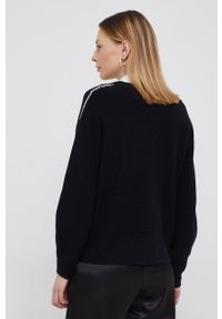 Hugo Sweter bawełniany damski kolor czarny ciepły. Kolor: czarny. Materiał: bawełna. Długość rękawa: długi rękaw. Długość: długie