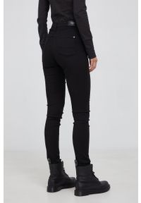 Pepe Jeans Spodnie Regent damskie high waist. Stan: podwyższony. Kolor: czarny. Materiał: tkanina