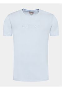 Guess T-Shirt M2BP47 K7HD0 Błękitny Slim Fit. Kolor: niebieski. Materiał: bawełna