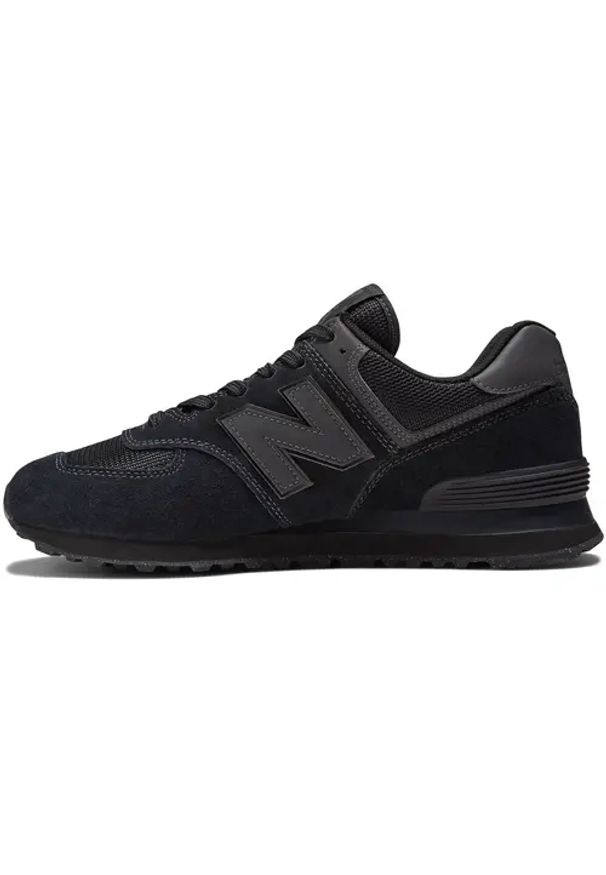 Sneakersy męskie czarne New Balance ML574EVE. Okazja: do pracy, na co dzień, na spacer. Kolor: czarny. Model: New Balance 574. Sport: turystyka piesza