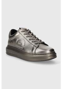 Karl Lagerfeld sneakersy skórzane KAPRI MENS KC kolor srebrny KL52538M. Nosek buta: okrągły. Zapięcie: sznurówki. Kolor: srebrny. Materiał: skóra #4