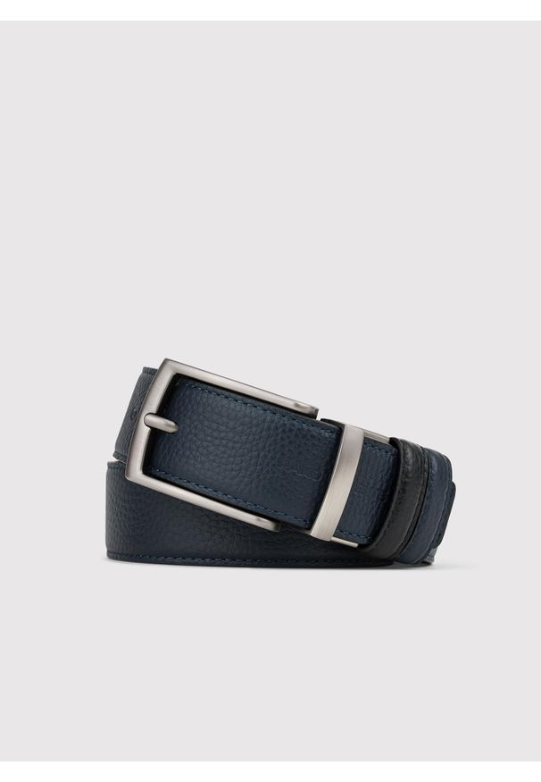 Pako Lorente - PAKO LORENTE – Dwustronny skórzany pasek męski. Materiał: skóra