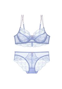 Intica - Komplet bielizny z koronką i regulowanymi ramiączkami na romantyczne wieczory Gilemette. Kolor: niebieski. Materiał: koronka. Wzór: koronka #1